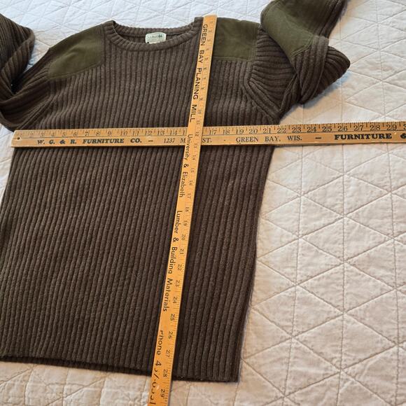 L.L.Bean Commando Sweater Mens XL Deep Woods Green Merino Wool Crewneck Casual - Picture 5 of 8